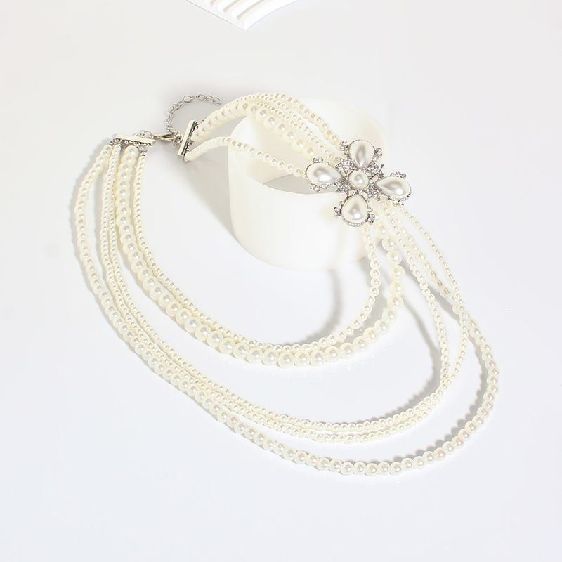 Retro Multi Layer Pearl Long Necklace Sweater Chain Pearl Necklace_voghion.com
