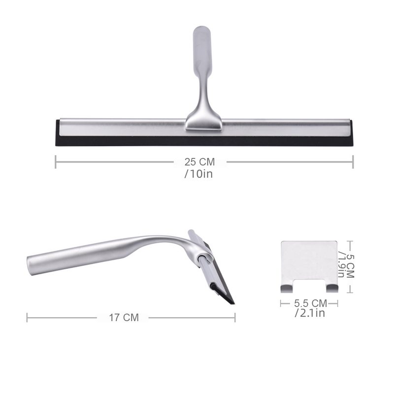 10-inch Silver Squeegee, Suitable For Car Window Glass, Bathroom Shower Door Tile Wall Floor, Kitchen Stove, Equipped With Square Hook_voghion.com