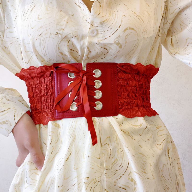 Spring Summer Lace Waist Elastic Versatile Dress Fresh Ins Style Stretch Belt_voghion.com