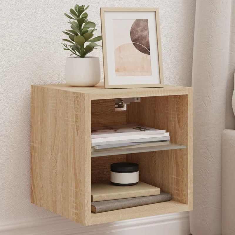 TV-Wandschränke mit LED-Leuchten 2 Stk. Sonoma-Eiche_voghion.com