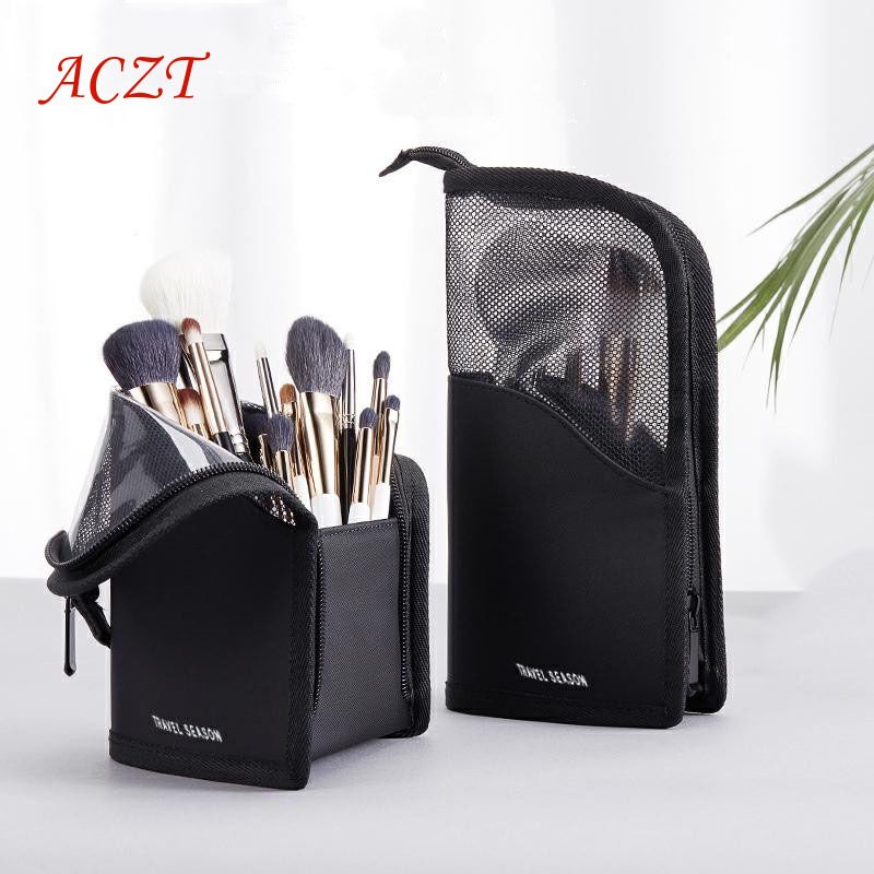 Reise-Kosmetikständer mit Reißverschluss und Pinselhalter für die Make-up-Organisation_voghion.com