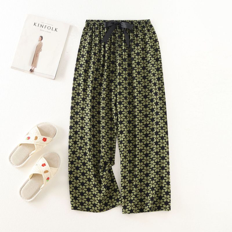Women's Sleepwears Cotton silk pajama pants beach pants can be worn over a large size home dress nine point pants_voghion.com