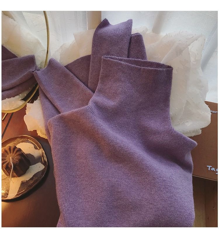 Zachte en comfortabele trui met hoge hals voor dames, wintergebreide top - zachte fleece in wasbeerstijl, oversized pasvorm, warme trui in paars, havermout, roze en zwart_voghion.com