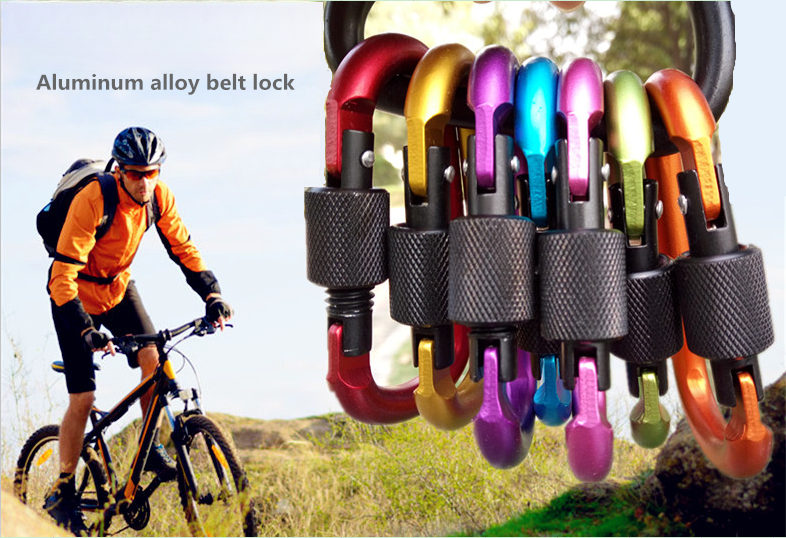 Outdoor Multifunctional Carabiner Hook Quickdraw D-shaped Aluminum Alloy Keychain Backpack Water Bottle Security Buckle_voghion.com