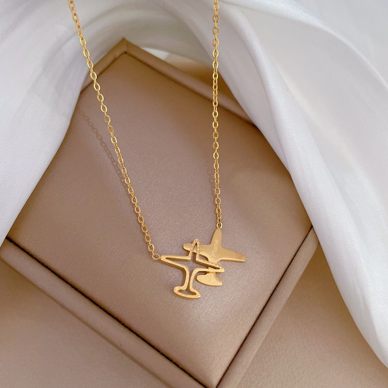 【 All Body Titanium Steel 】 Cold Plane Personality Extremely Simple Wind Furnace Real Gold Necklace Female Ins Internet_voghion.com