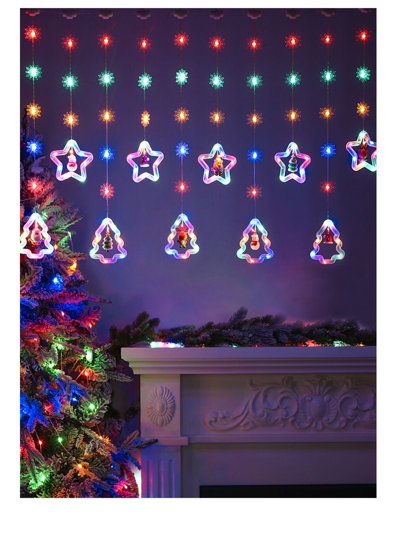 Luci natalizie a LED a forma di ghiacciolo - Design a forma di stella/fiocco di neve/cuore telecomandati, bianco caldo e multicolore, alimentate tramite USB_voghion.com
