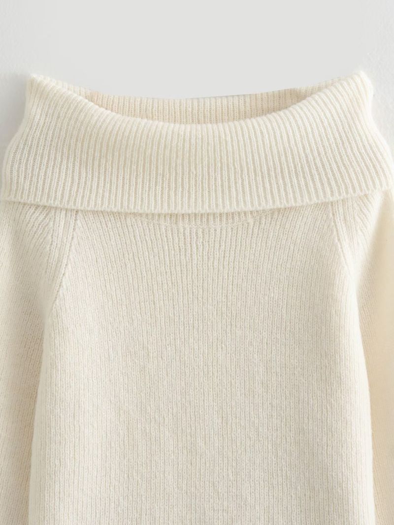 Maglione oversize da donna in maglia - Maglia girocollo a coste morbide a maniche lunghe - Pullover casual da strada (nero, rosso, grigio, crema)_voghion.com