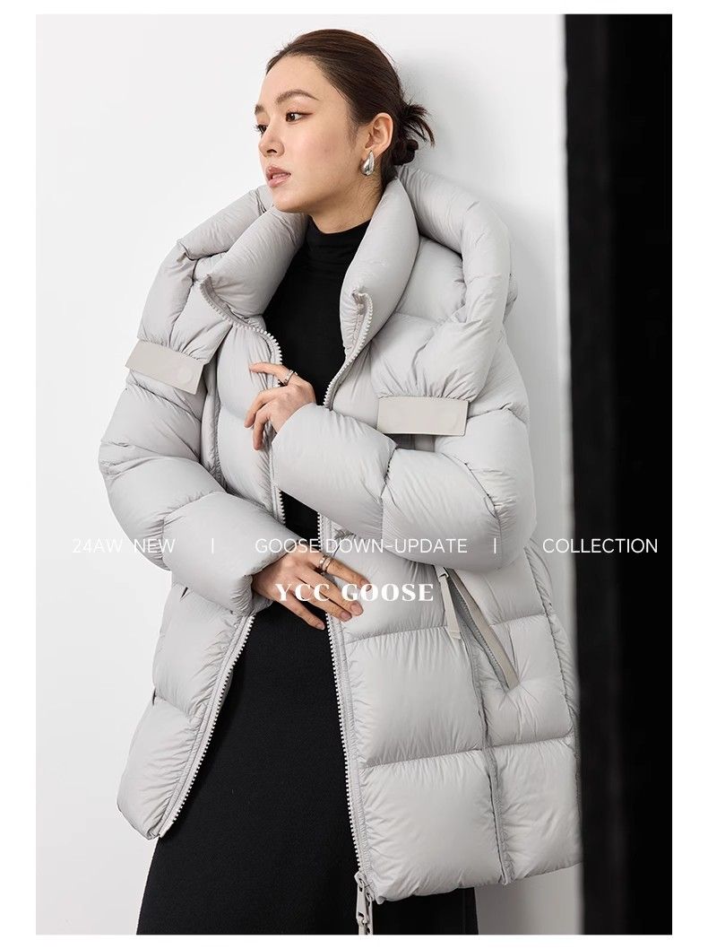 Women's Winter Parka Coat With 90% White Goose Down, Oversized Puffer Jacket, Hooded Long Coat For Cold Weather_voghion.com