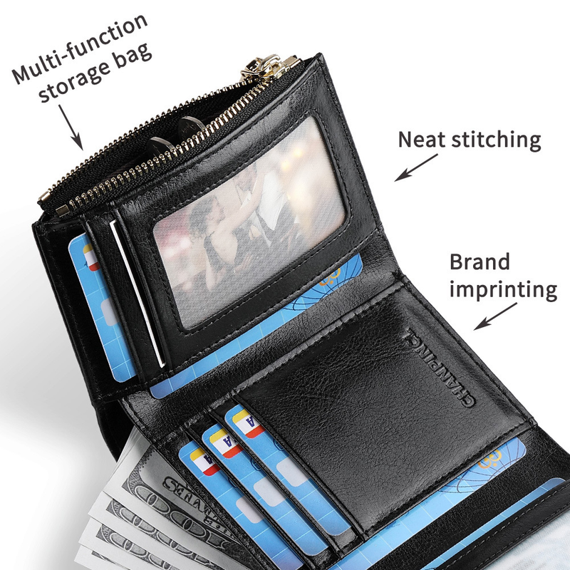 C brand boxed women's short change pocket, zipper wallet, multi card, dual currency wallet_voghion.com