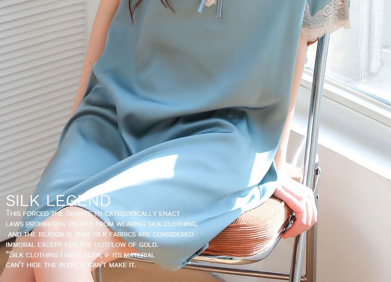 New Pajamas Women's Summer Ice Silk Loose Large Size European And Korean Version Sexy Lace Ice And Snow Silk Short-sleeved Nightdress Loungewear_voghion.com