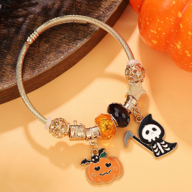 Braccialetto fai da te per bambini con catena a forma di serpente aperto in lega con perline a forma di cartone animato, stile Halloween, per la famiglia Pan_voghion.com