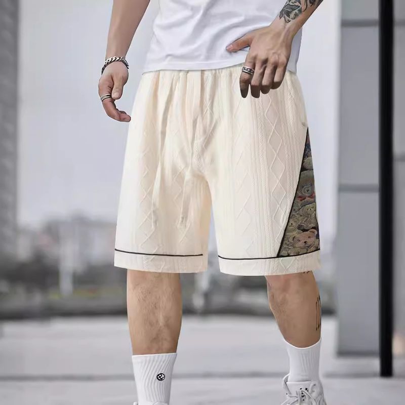 2024 Summer New Casual Jacquard Color Block Five-Point Shorts For Men_voghion.com