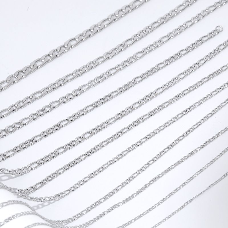 NK3:1 Stainless Cuban Titanium Steel Unisex High-end Non-fading Figaro Long Necklace_voghion.com