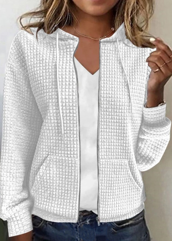 2023 Damen-Strickjacke mit Reißverschluss und Kapuze, langärmelig_voghion.com