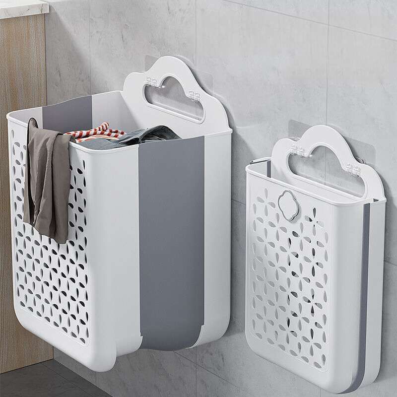 【Hälsosamt material】 Förvaringsvägg Vikbar hängande underkläder Tvättstuga Hem Badrum Korg Badning Kasta smutsiga kläder_voghion.com