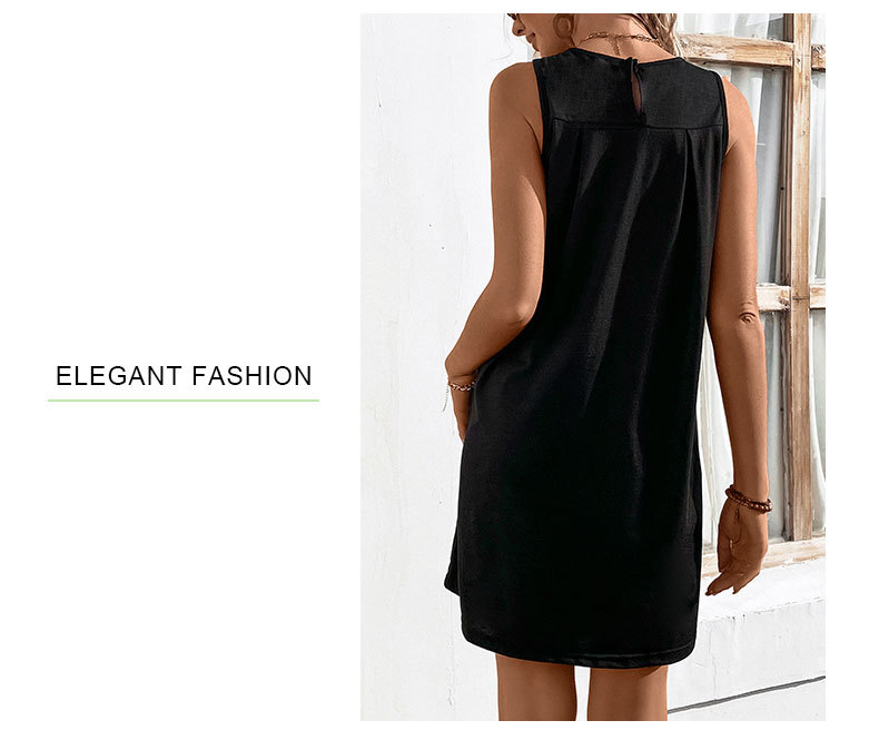 Sommerkjole med plissert A-linje, avslappet og minimalistisk stil, ensfarget vestskjørt_voghion.com
