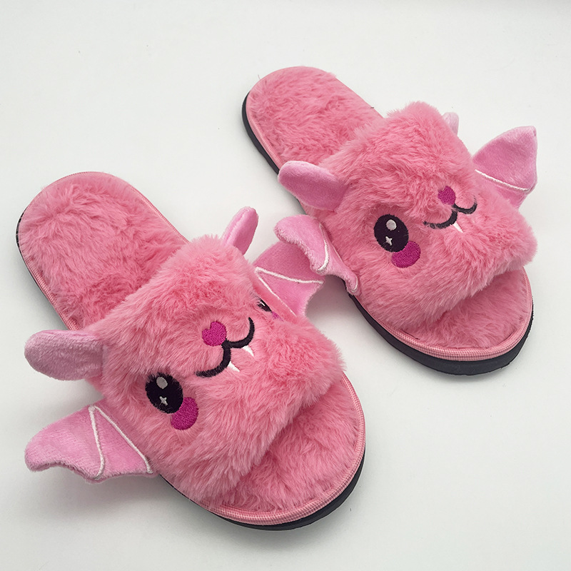 Cross Border Explosive Gray Bat Slippers Halloween Indoor And Foreign Trade Plush Flat_voghion.com