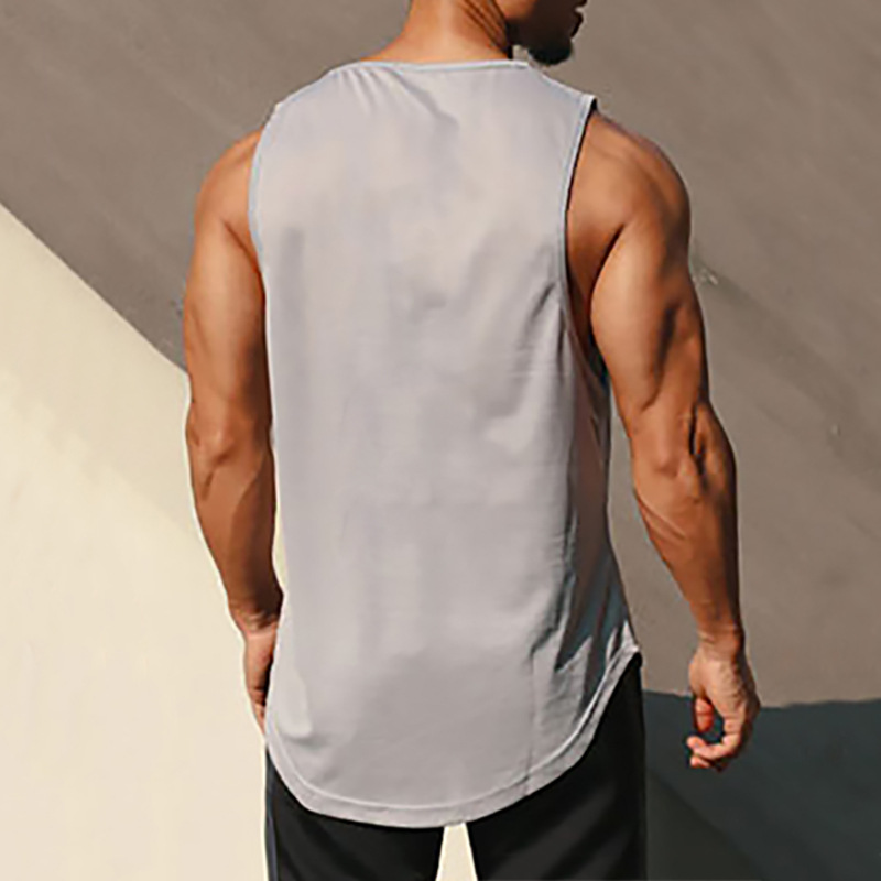Canotta fitness da uomo estiva muscolare Canotta da allenamento per basket Maratona Maglia elastica traspirante Asciugatura rapida_voghion.com