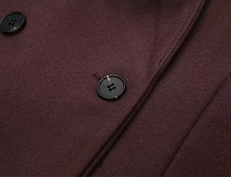 Damenmantel mit zweireihigem Revers und gepolsterten Schultern – Baumwollmischung, entspannte Passform, Herbstmode, Braun_voghion.com