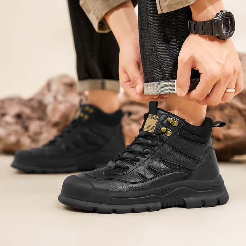 Neu Leder Frühling herren Schuhe High-top herren Erhöhung Werkzeug Martin Stiefel_voghion.com