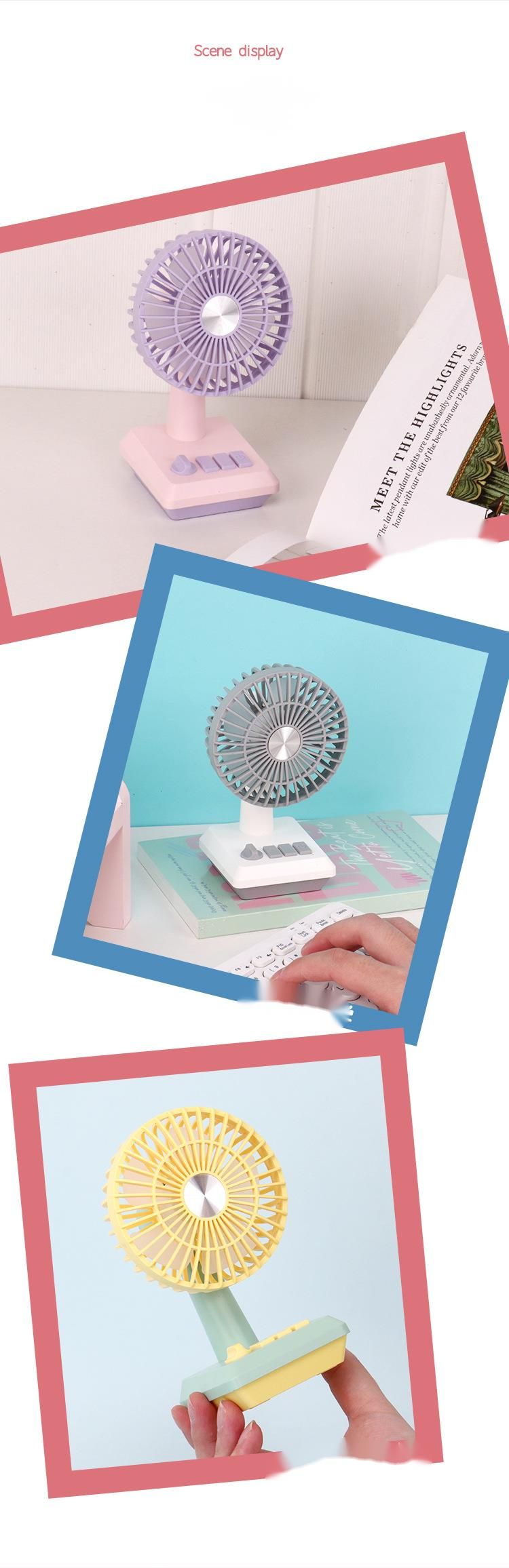 Drip Candy Color Mini Nostalgic Desktop USB Rechargeable Fan Summer Student Gift_voghion.com