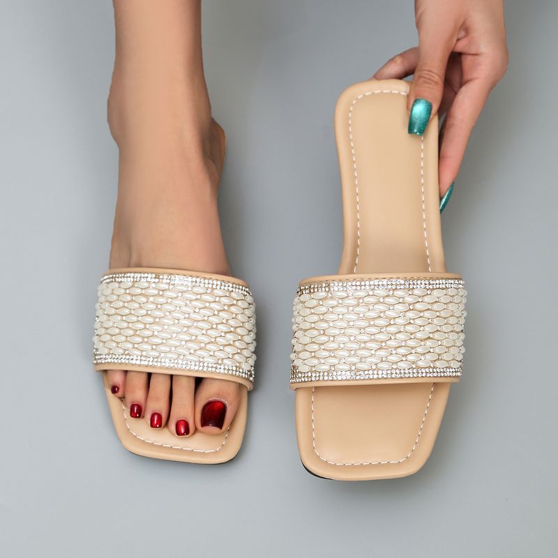 2024 Flat Bottom Water Diamond Women's Line Out Cool Open Toe Beach Slippers_voghion.com