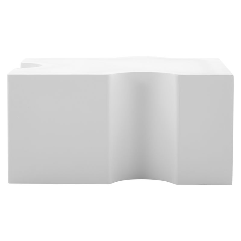 Table basse unique blanche à motif puzzle (65 x 65 x 32 cm), table basse rembourrée en MDF, table basse de salon art abstrait pour une décoration d'intérieur moderne._voghion.com