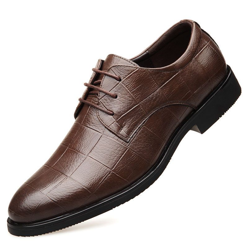 Novos sapatos masculinos de couro xadrez para negócios, sapatos sociais de tamanho grande, sapatos masculinos casuais para casamento_voghion.com
