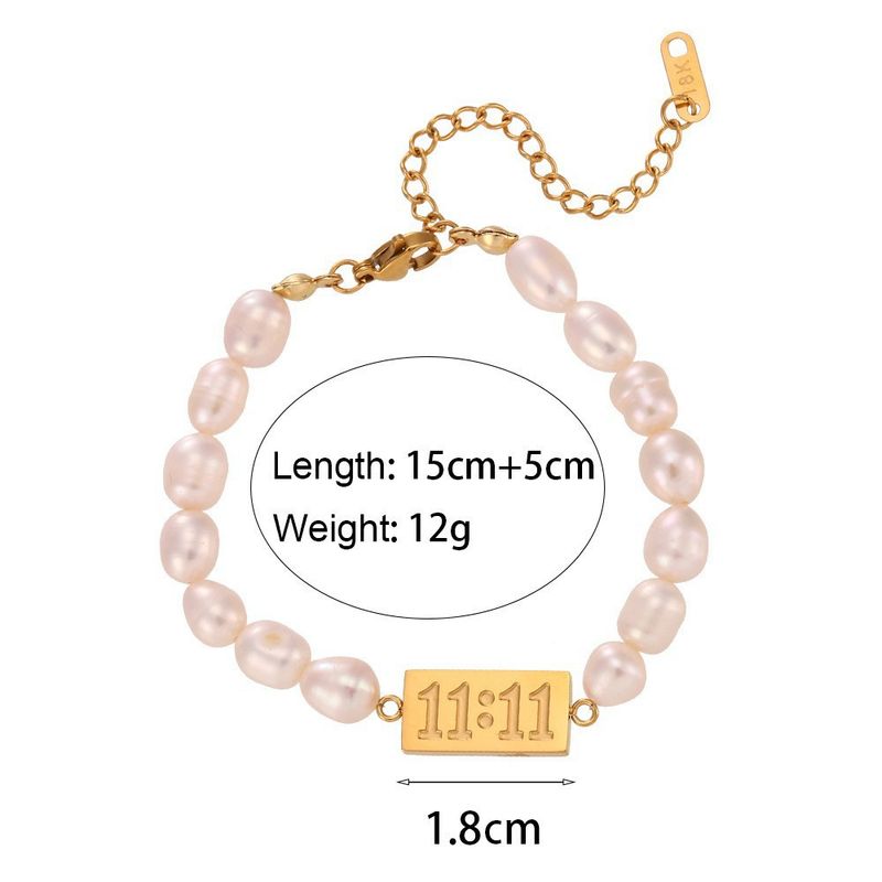 Set di accessori semplici con perle e design di lusso, bracciale e collana in acciaio al titanio, tendenza primavera per donna_voghion.com