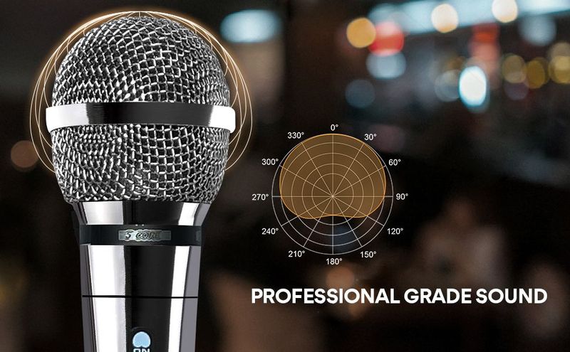 5 CORE Microphone Dynamic Vocal Handheld Mic Cardioid Unidirectional Microfono W On Off Switch + XLR Audio Cable For Singing Karaoke Public Speaking & Parties - PM 111 CH_voghion.com