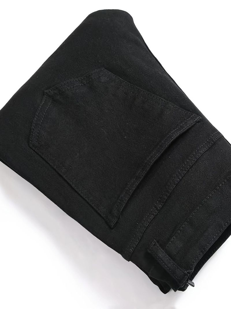 Calça jeans reta para mãe e filho, rasgada e moderna, calça jeans_voghion.com