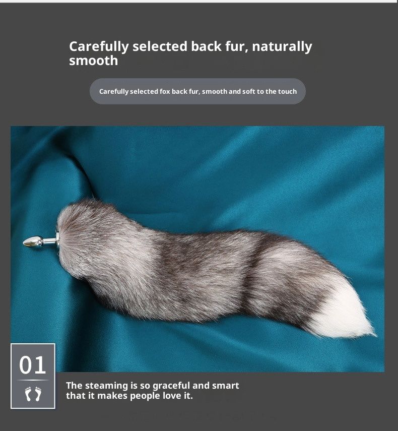 LuvBox Coda di Volpe Vera Pelliccia Paffuta Ispessita Indossabile Staccabile Metallo Estensibile Vibrante Elettrico Anale Plug_voghion.com