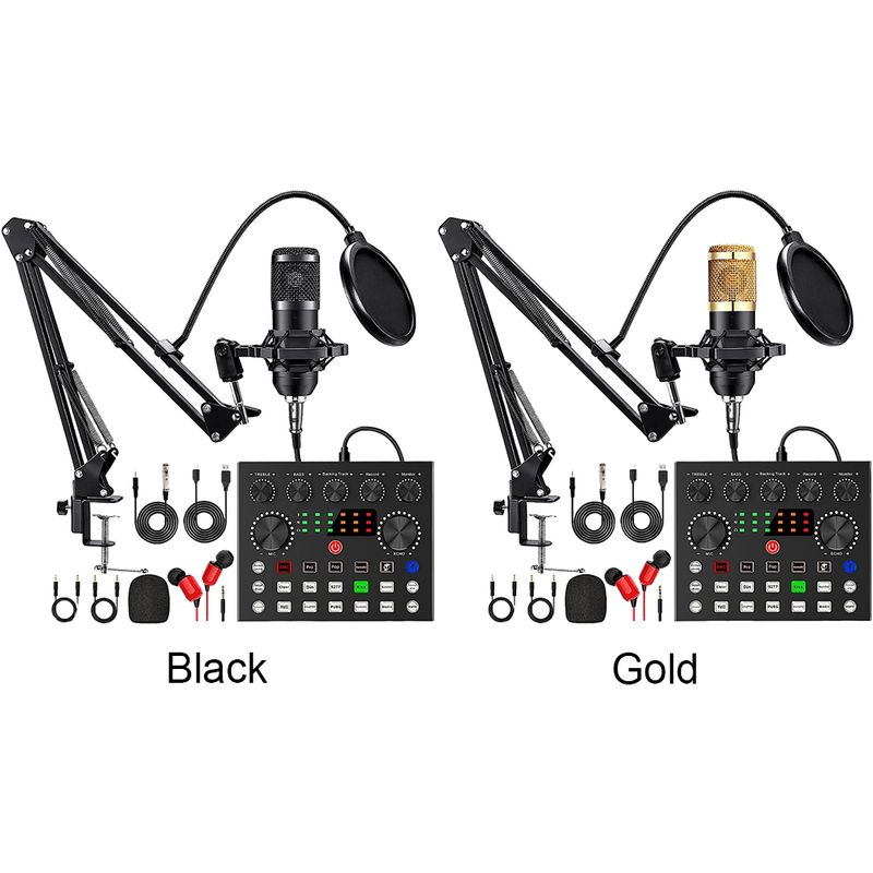BM800 Microphone V8 Sound Card Podcast Equipment Bundle Metal Shock Mount Perfect for Phone PC DJ Podcasting Gaming_voghion.com