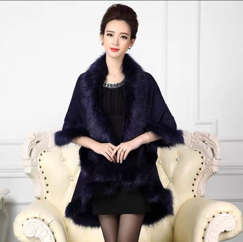 Wool cape cape women's large size knitted cardigan loose cape coat_voghion.com
