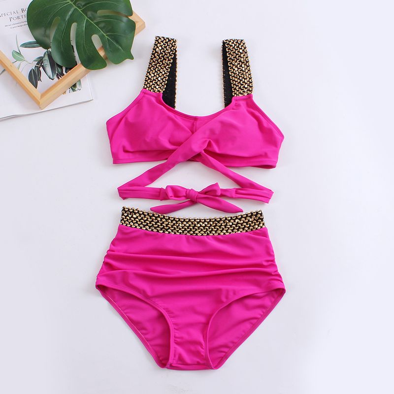 Swimsuit Women's Sexy Split Size Chest Gathering Straps Bikini High Waist Slim Plus Size_voghion.com