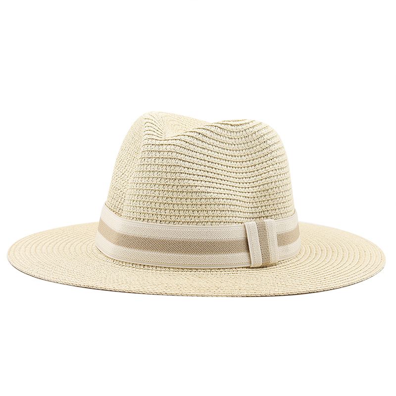 Fashion 54-58-60CM Womens Summer Panama Hats Wide Brim Straw Sun Beach Hat Men Fashion UPF UV Protection Fedoras Cap For Travel_voghion.com