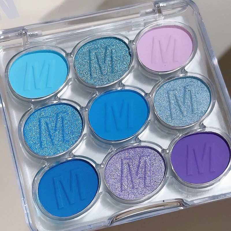 Paleta Color Nine Fine Glitter Azul Verde Roxo Maquiagem Palco Sombra_voghion.com