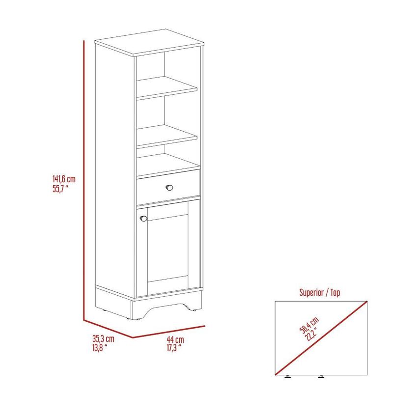 St. Clair Linen Cabinet, Two Interior Shelves, Two Open Shelves, Single Door_voghion.com