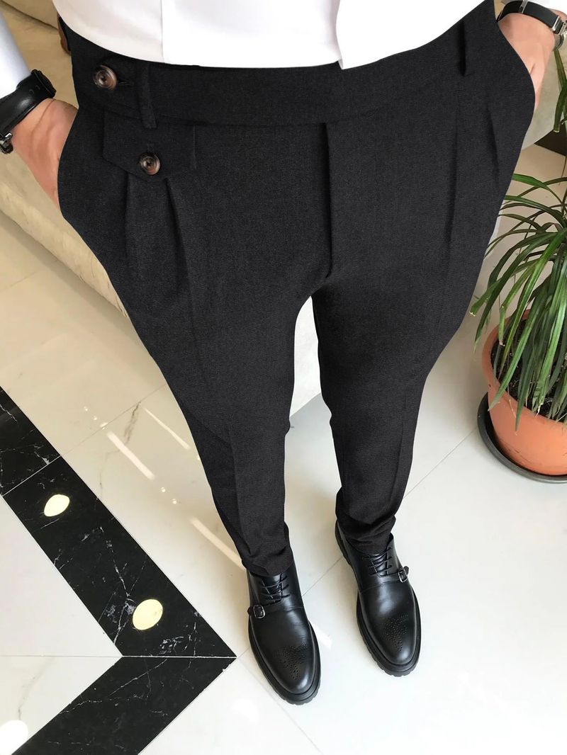 Pantalons pour hommes, couleur unie, décontractés, coupe slim, formels, fuselés, quatre saisons, tendance_voghion.com