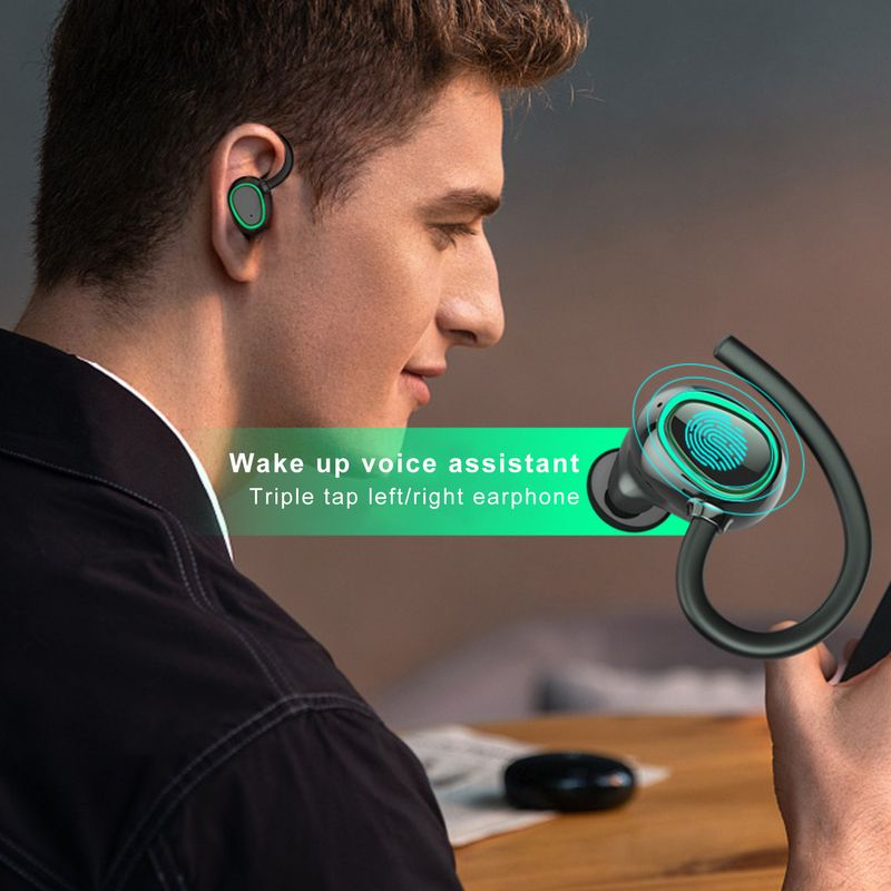 Bluetooth slušalice, kuka za uho, otisak prsta, dodir, snažan bas, hladna svjetla, HiFi stereo glazba, vodootporne, sportske, subwoofer_voghion.com