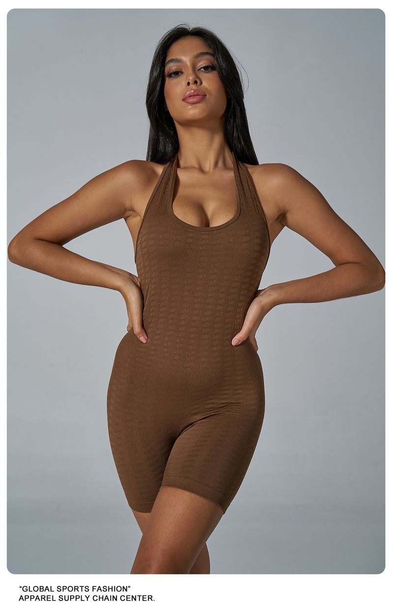 Atmungsaktiver, gestrickter, enger Anzug für Damen, sexy, hüfthebender, lässiger Yoga-Overall_voghion.com