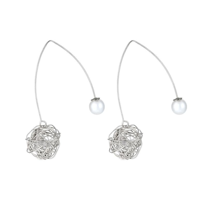 Pendientes personalizados de moda versátiles de aleación envueltos en perla sin perforar con ganchos para las orejas_voghion.com