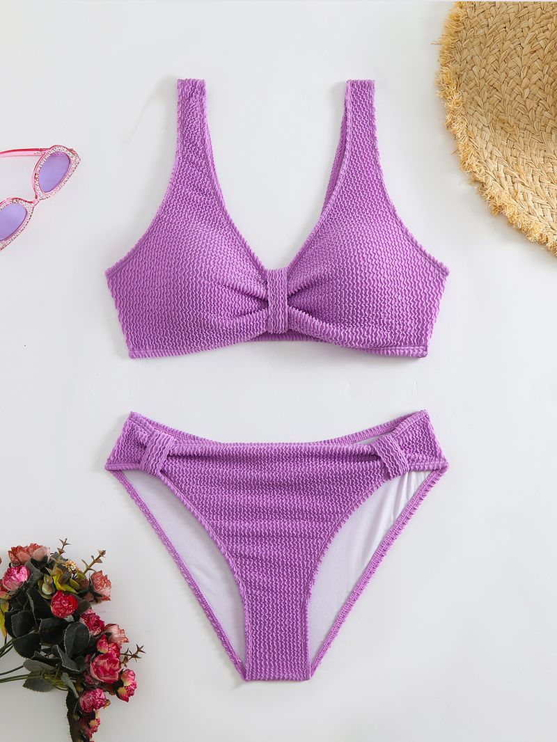 Kadın Giyim Bikini Modası Düz Renk Tatil Seksi Sıcak Mayo_voghion.com