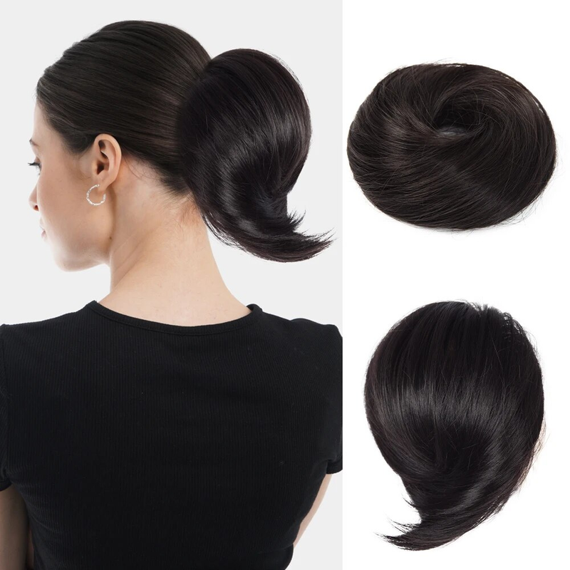 Elastische haarstukken Synthetische Rechte Chouchou Nep Knot Haarstukje Chignon Band Opgestoken Donut Voor Dames_voghion.com