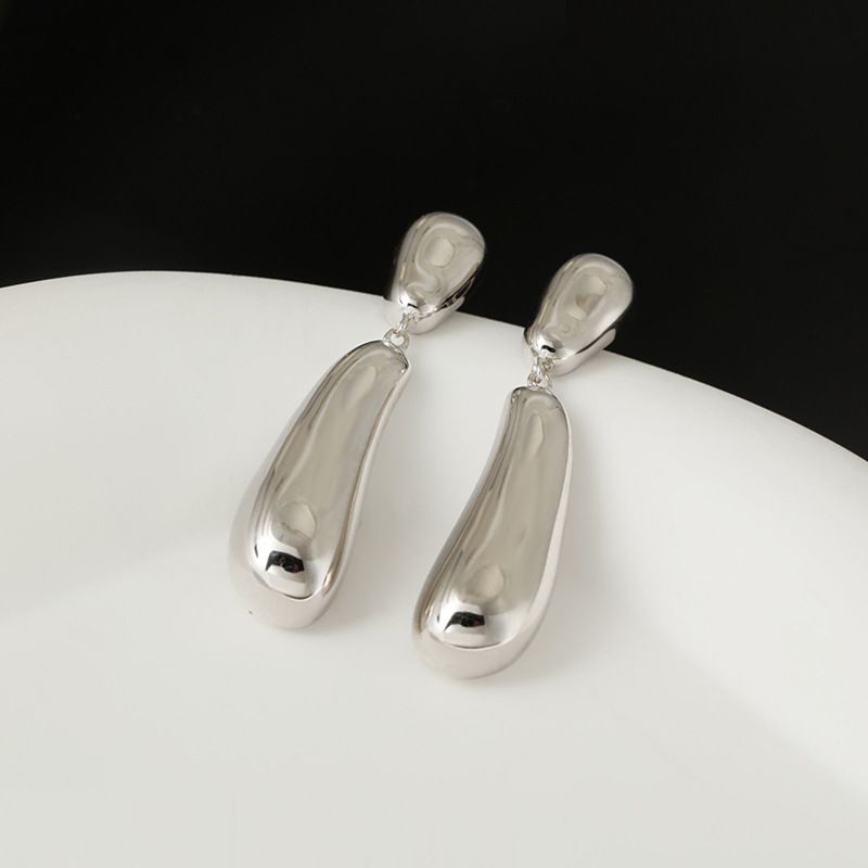 Orecchini a bottone in argento sterling con texture a goccia d'acqua, gioielli minimalisti, retrò, eleganti, coreani, di alta qualità_voghion.com