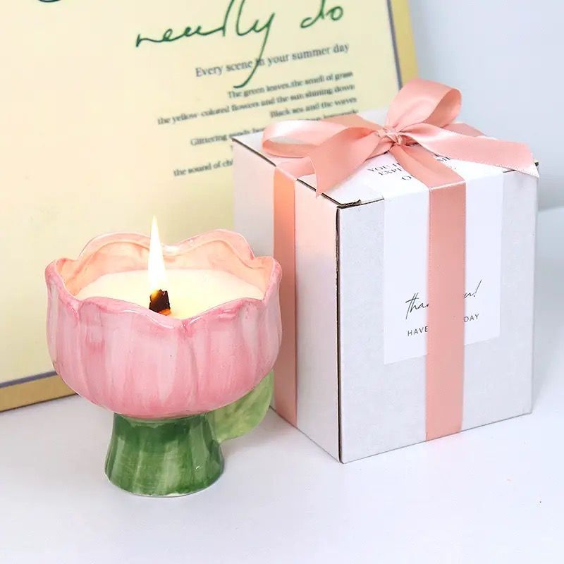 Candela profumata al tulipano, a lunga durata, per la stanza del migliore amico, per il compleanno, per la camera da letto, per ragazze, confezione regalo pratica_voghion.com