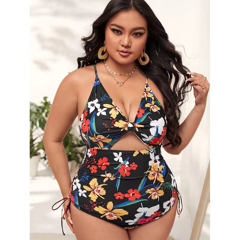 Maillot de bain une pièce grande taille, imprimé, Push-Up, ajouré, serré, pour femmes_voghion.com