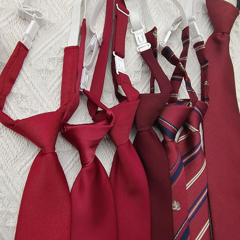 Cravatta JK bordeaux per donna, tinta unita, a righe, per foto di laurea, uniforme da scapolo rossa, fiocco e abito da marinaio_voghion.com