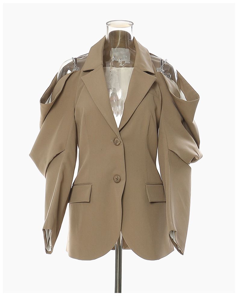Nouvelle veste de costume irrégulière à motif chaîne sans bretelles_voghion.com