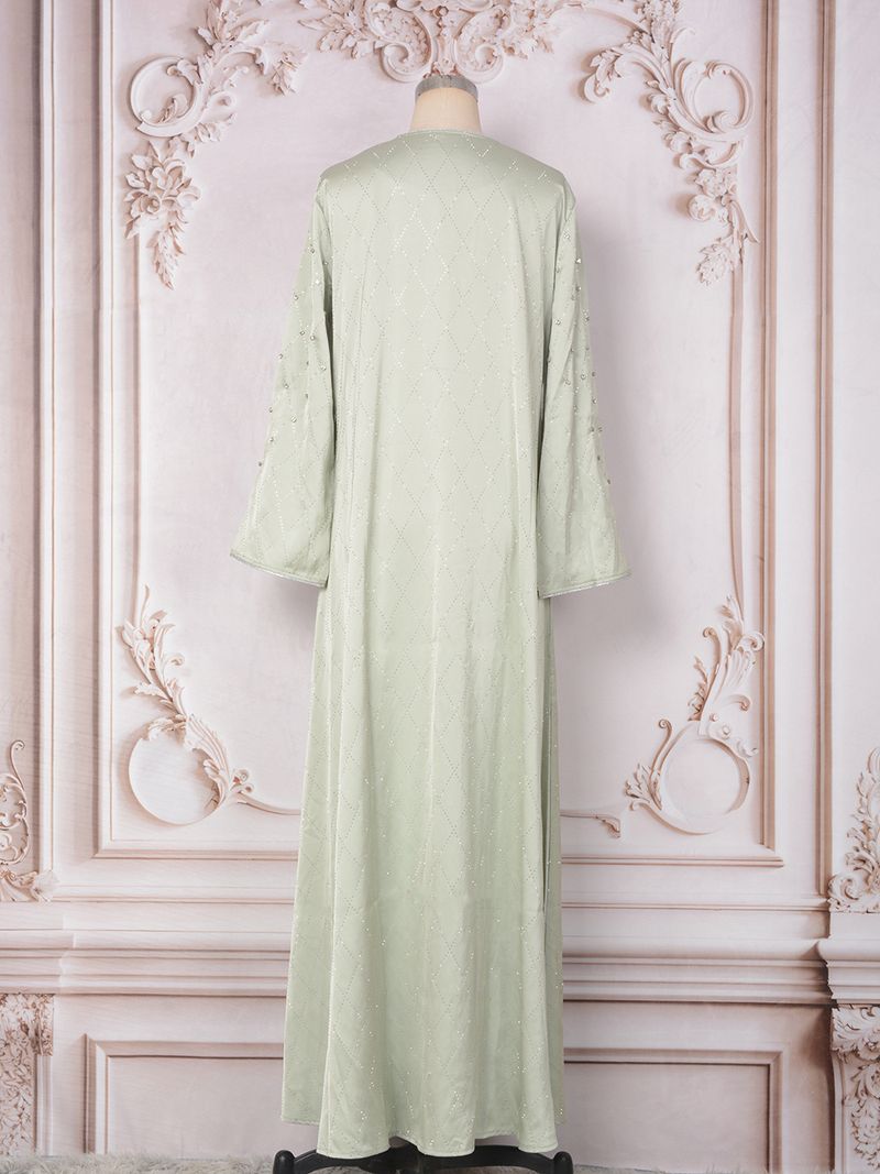 Muslimisches Partykleid für Damen – Langärmliges Retro-Abaya mit Diamant-Nagelverzierungen_voghion.com